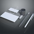Modern Electronic Office Kit With Notebook Tag Mug Pencil Eraser And Ruler 3d model