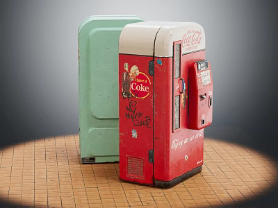 Vintage Red And Green Coca Cola Commercial Vending Machines 3d model