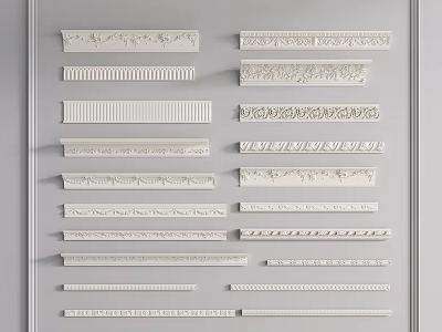 Decorative Crown Molding Collection Showcasing Various Elegant Patterns And Classic Styles 3d model