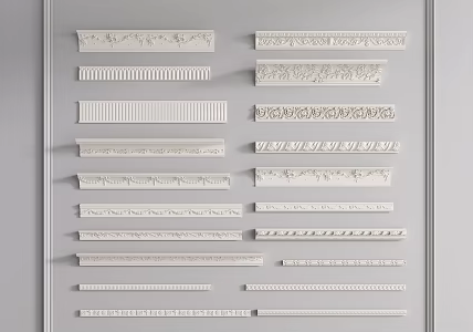 Modern French carved plaster line top corner line combination 3d model