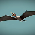 Prehistoric Flying Animal With Large Wings And Long Yellow Beak In Flight
