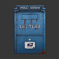 Traditional Blue U.S. Mailbox With Pull Down Door For Letters Delivery