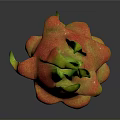 Fresh Vibrant Dragon Fruit With Red And Green Leafy Peel On Dark Background