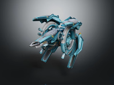 Futuristic Blue Gray Mechanical Structure With Intricate Robotic Components And Detailed Design 3d model