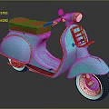 Light Blue Classic Scooter With Red Seat Front Rack And White Rims