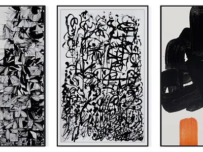 Abstract Black White Artworks With Intricate Ink Lines And Patterns 3d model