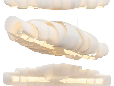 Contemporary White Chandelier With Folded Design And Soft Illumination For Modern Interior 3d model