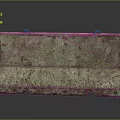Roadside Weathered Concrete Barrier With Red Rings And Bottom Holes