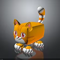 Cute Orange Cat Toy 3D Model with White Paws and Red Eyes
