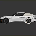 White Modern Sports Car Featuring Sleek Design Streamlined Body Black Wheels And Orange Headlights