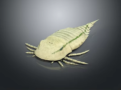 Trilobite Decorative Model As Household Item With Light Green Beige Segmented Body And Multiple Legs 3d model