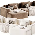 Modern Minimalist Double Seater Sofa With Cozy Decorative Pillows And Multiple Optional Soft Fabric Colors