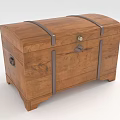 Vintage Wooden Chest With Metal Straps Domed Lid Lock And Wood Grain Design