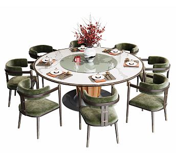 New Chinese Dining Table and Chair Combination 3d model