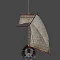 Traditional Sailing Ship With Multiple White Canvas Sails And Wooden Mast Design