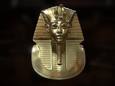 Golden Egyptian Pharaoh Mask Decorative Ornament Set With Intricate Details For Home Decor 3d model