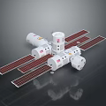 Space Station Equipment Structure With Connected Modules And Solar Panels