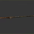 Antique Rifle With Wooden Stock And Metal Barrel Displayed On Gray Background With Reflection