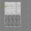 Square Rug with Black White Geometric Woven Patterns on Gray Floor