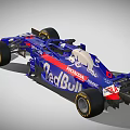 Red Bull Moose Honda Race Car With Blue Aerodynamic Body And Racing Tires