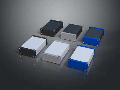Assorted Color Hardware Tools Storage Cases In Black Gray White Blue 3d model