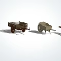 Various Types of Traditional Horse Drawn Carts with Wooden Frames and Wheels