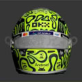 Racing Car Helmet With Yellow Black Patterns And Brand Logos Transparent Visor Design