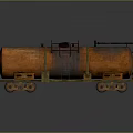 Rusty Orange Oil Tank Car With Metal Ladder And Frame