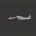 Detailed Space Aerospace Airplane Model with Blue Green Fuselage White Stripes and Red Propeller Nose