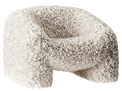 Cozy White Single Sofa With Fluffy Textured Fabric And Modern Design 3d model
