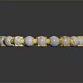 Stylish Bracelet With White Beads And Star Shaped Golden Decorative Elements 3d model