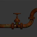Rusty Metal Industrial Hardware Pipe Valve With Handwheel And Flange Connections