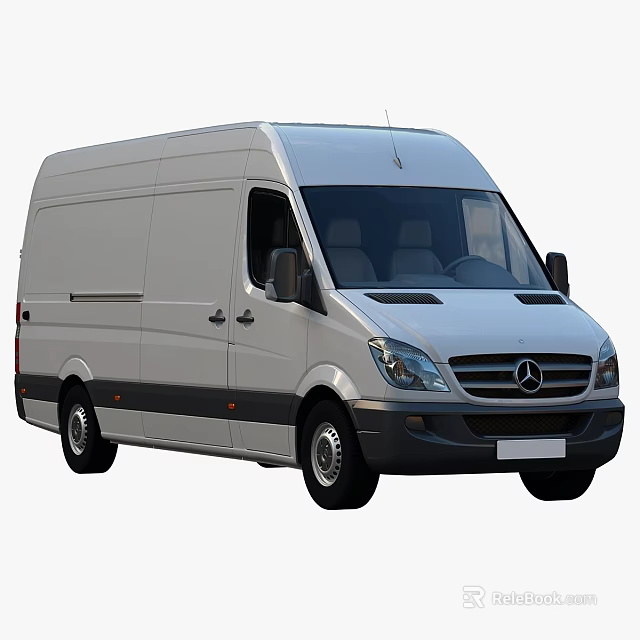 Sleek White Mercedes Commercial Van Exterior With Black Accents And Front View 3d model 