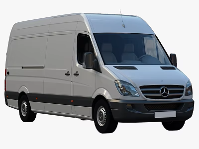 Sleek White Mercedes Commercial Van Exterior With Black Accents And Front View 3d model