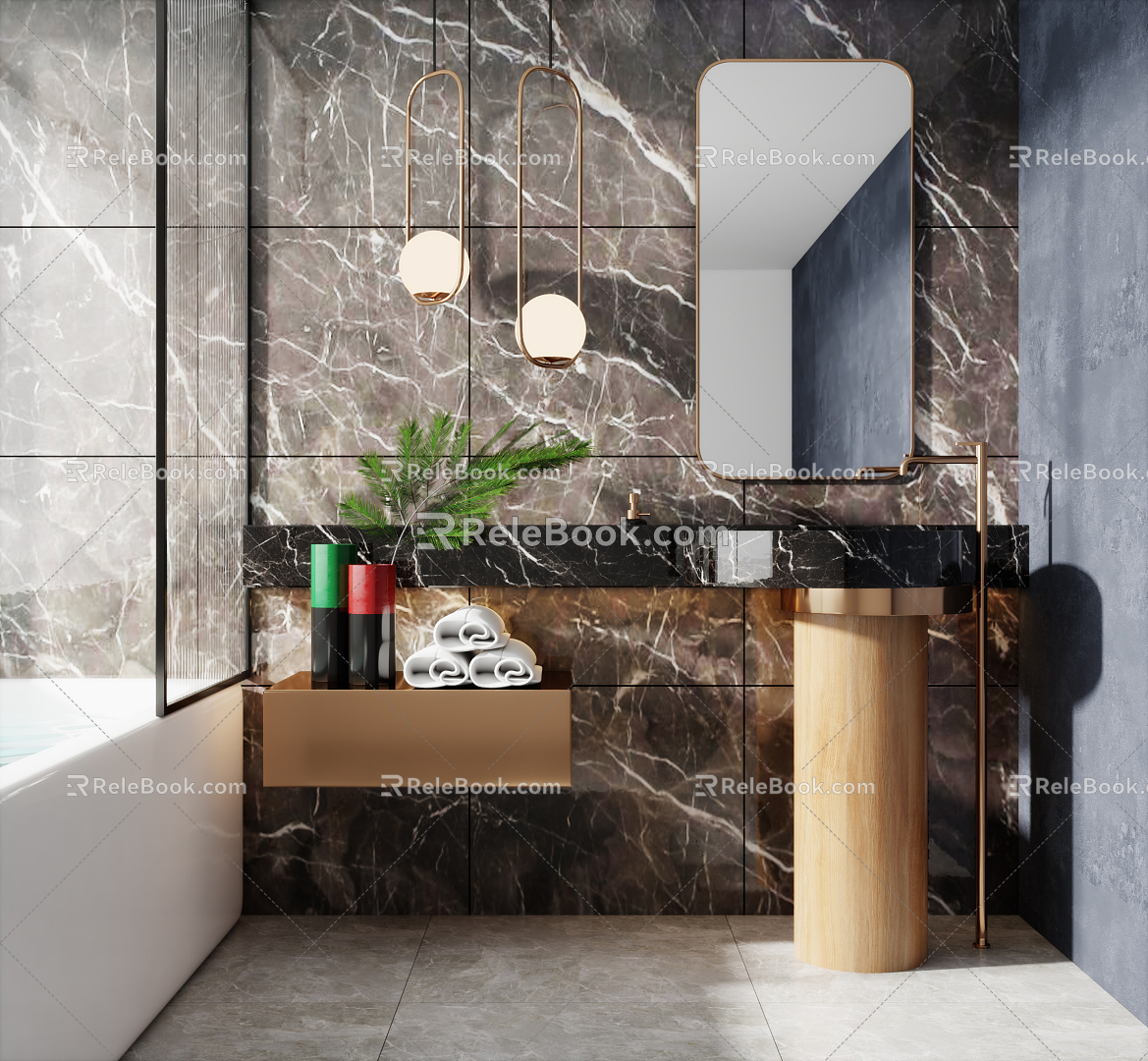 Light Luxury Washstand Sanitary Ware Combination 3d model