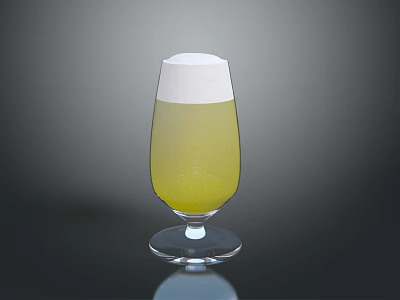 Artistic Glass Sculpture Carving With Cup Shape Transparent Design And Yellow Details 3d model