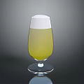 Artistic Glass Sculpture Carving With Cup Shape Transparent Design And Yellow Details