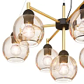 Modern Pendant Light With Multiple Glass Globe Shades And Metal Frame Design