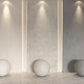 Modern Wall Lights Illuminating Different Colored Interior Walls With Decorative Spheres 3d model