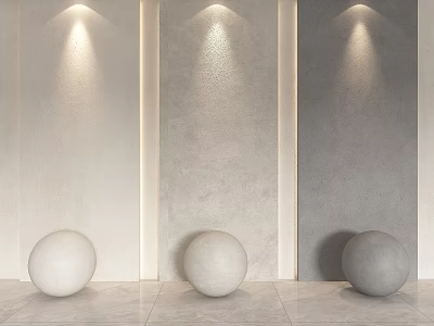 Modern Wall Lights Illuminating Different Colored Interior Walls With Decorative Spheres 3d model