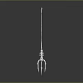 Detailed Silver Trident Weapon Featuring Decorative Handle And Sharp Metal Prongs 3d model