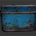 Vintage Blue Metal Toolbox With Rustic Texture And Secure Lock Clasp