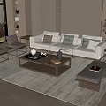 Mid-ancient style sofa coffee table combination 3d model