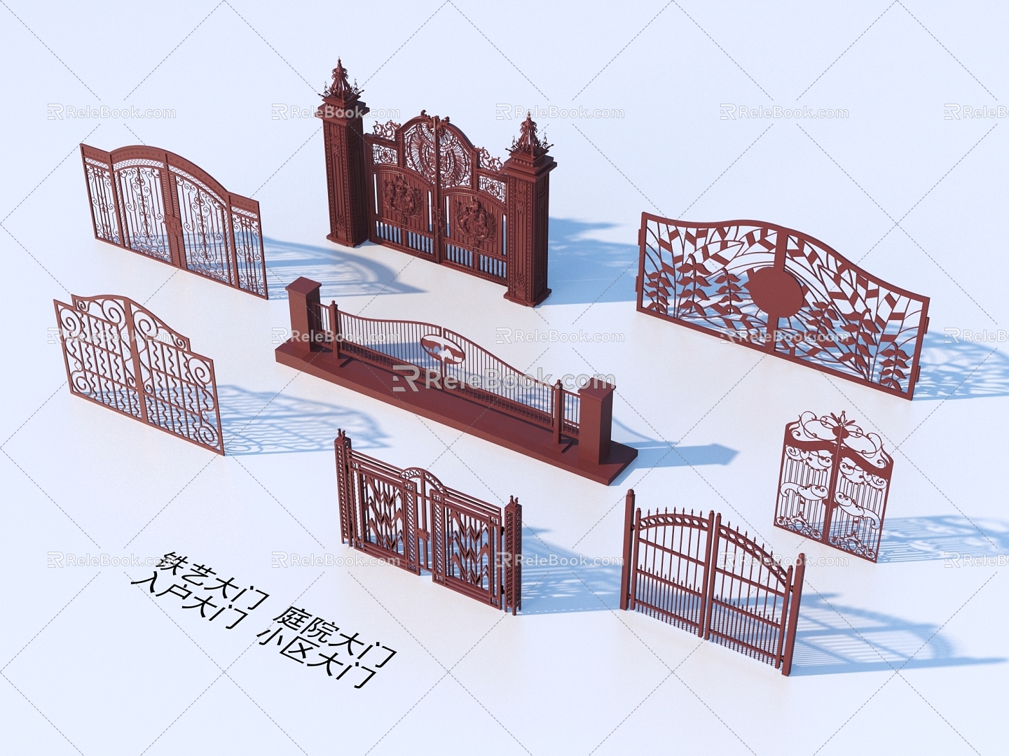 Wrought Iron Gate Courtyard Gate Entrance Gate Community Gate 3d model