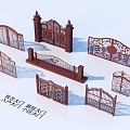 Wrought Iron Gate Courtyard Gate Entrance Gate Community Gate 3d model