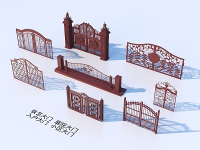 Wrought Iron Gate Courtyard Gate Entrance Gate Community Gate 3d model