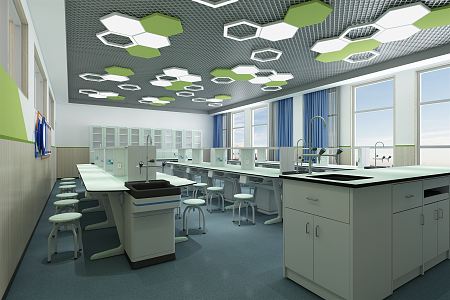 Modern Classroom Biology Laboratory 3d model