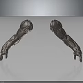 Silver Mechanical Arms Of Mechanical Character With Intricate Textures Metallic Structure And Reflective Effect