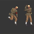 Military Soldier Characters In Uniform With Running And Waving Actions