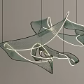 Modern Sculptural Curved Chandelier With Flowing Ribbon Like LED Light Structure